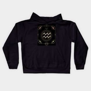 Golden aquarius zodiac sign Kids Hoodie